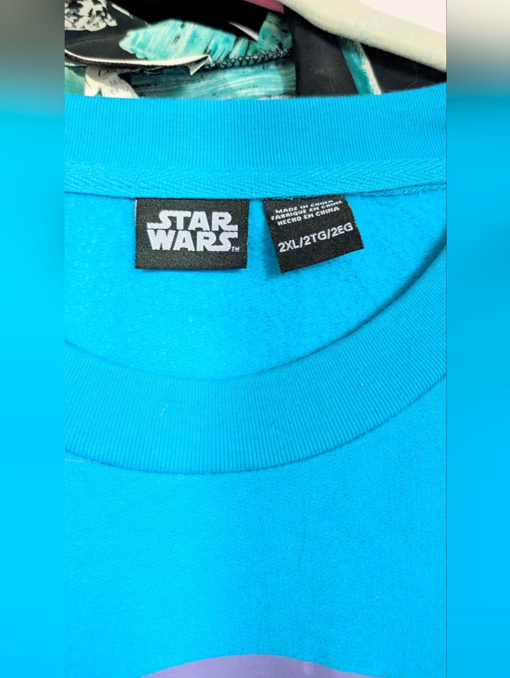 Unisex Star Wars Turquoise Crewneck Sweatshirt with Multicolor Logo Size 2XL - Picture 4 of 5
